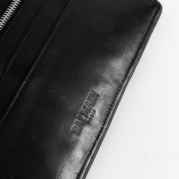 Balmain Black White Stripe Clutch Silver Tone Hardware - Picture 9 of 10